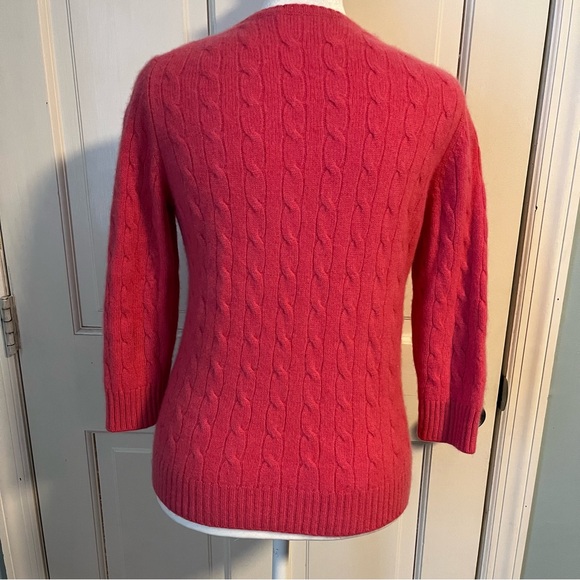 Lord & Taylor 100% Cashmere Cable Knit Sweater XS Petite Pink Quiet Luxury Cozy - Picture 6 of 6
